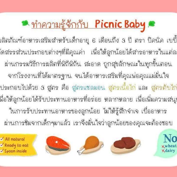 PICNIC ปิคนิค เบบี้ อาหารเสริมสำหรับเด็ก สำหรับเด็ก 6 เดือน