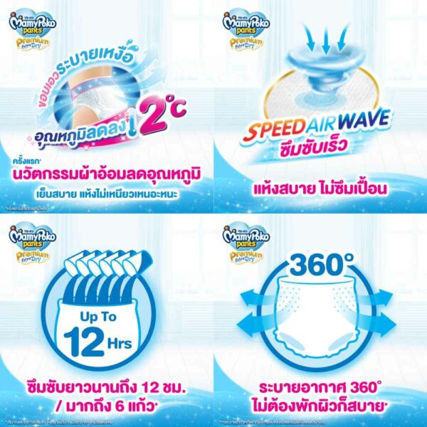 MamyPoko ผ้าอ้อมเด็กแบบกางเกง Premium Extra Dry