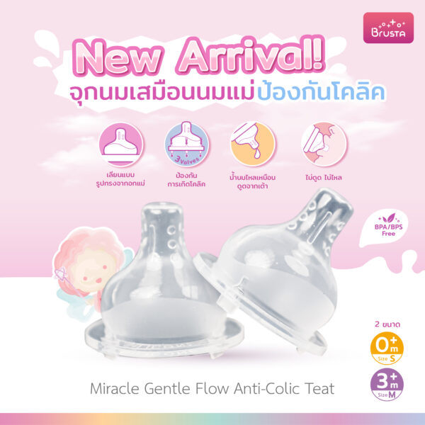 Brusta จุกนม Miracle Gentle Flow Anti-Colic Teat จุกนมเสมือนนมแม่